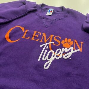 Vintage Clemson Tigers Russell Athletic XL Sweatshirt - Purple Crew Neck